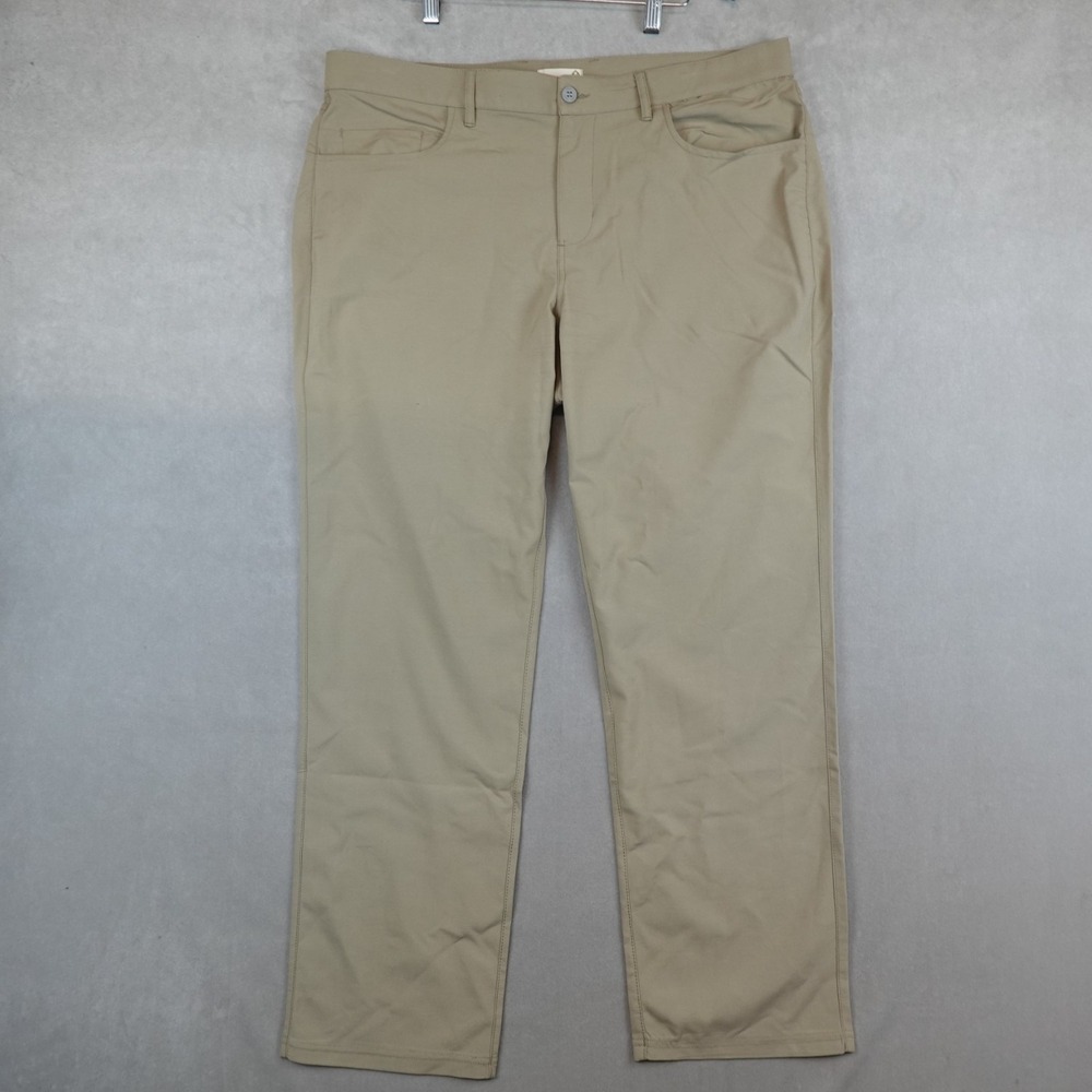 Tasc Performance Pants Motion Mens 38x30 Beige Straight Stretch Bamboo Golf